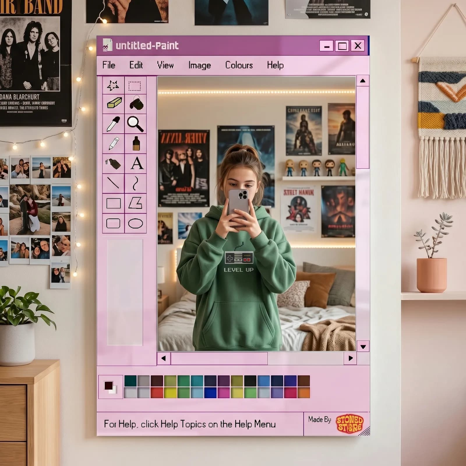 Retro Pink Paint Mirror