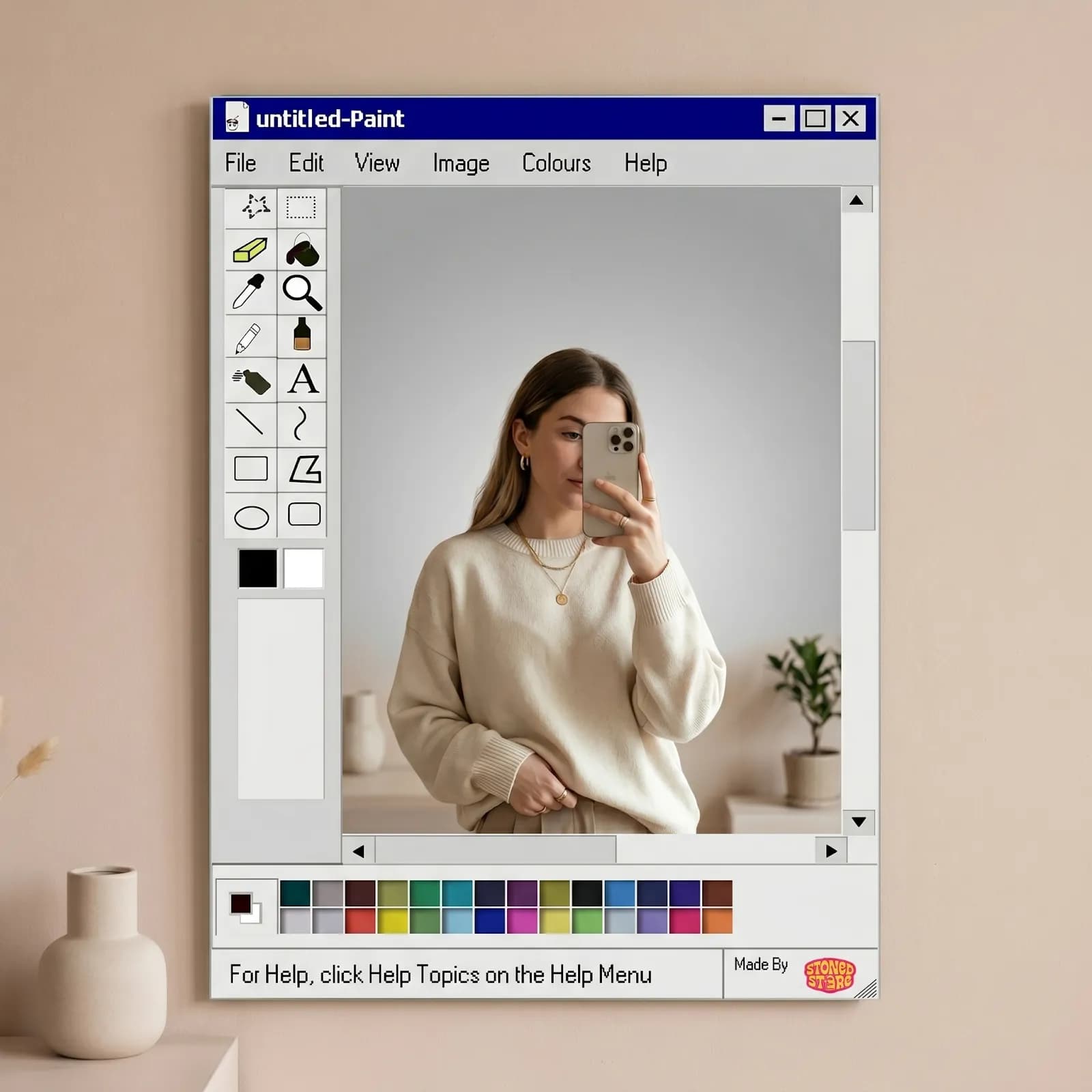 Retro Grey Paint Mirror