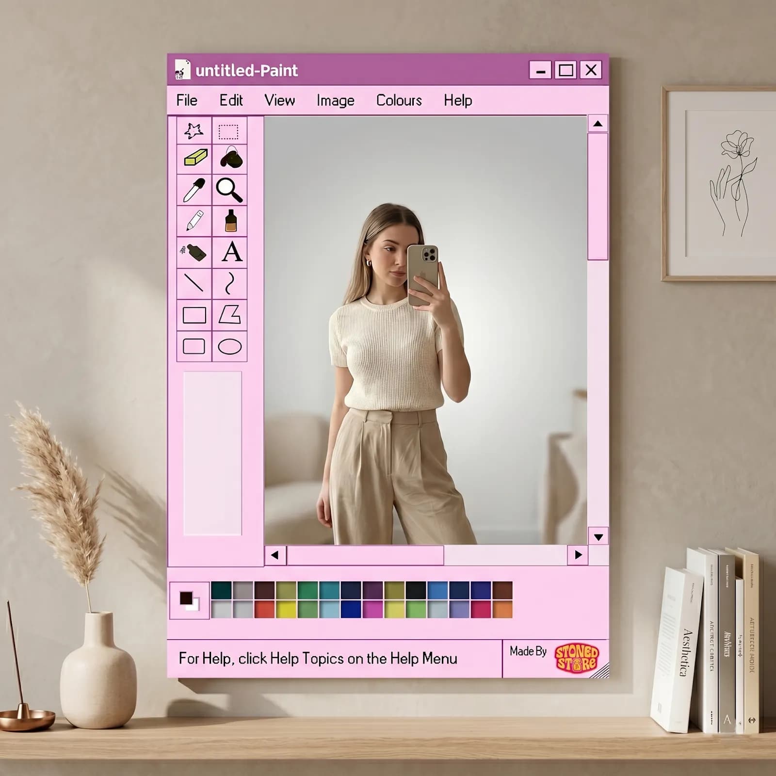 Retro Pink Paint Mirror