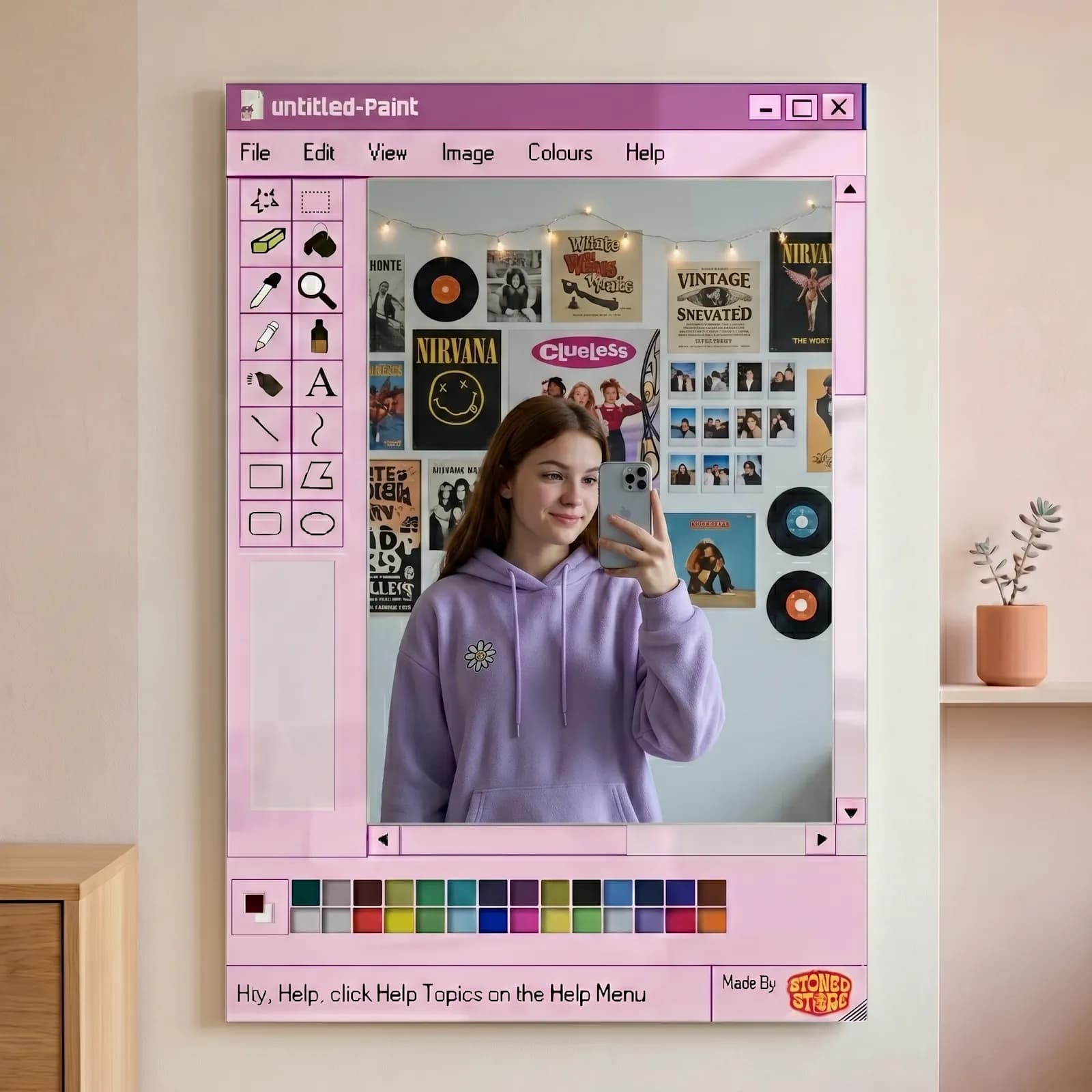 Retro Pink Paint Mirror