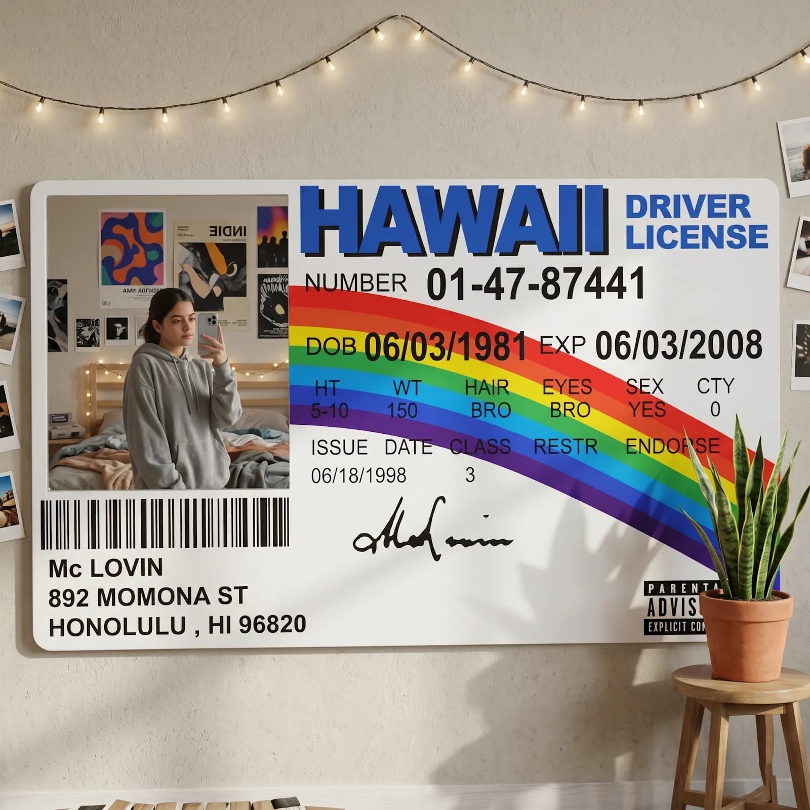 Superbad Hawaii License Mirror