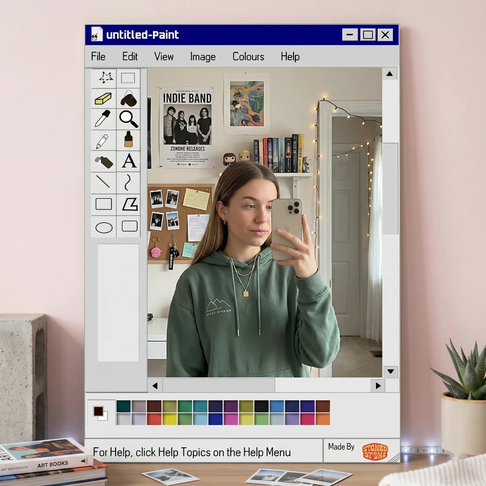 Retro Grey Paint Mirror